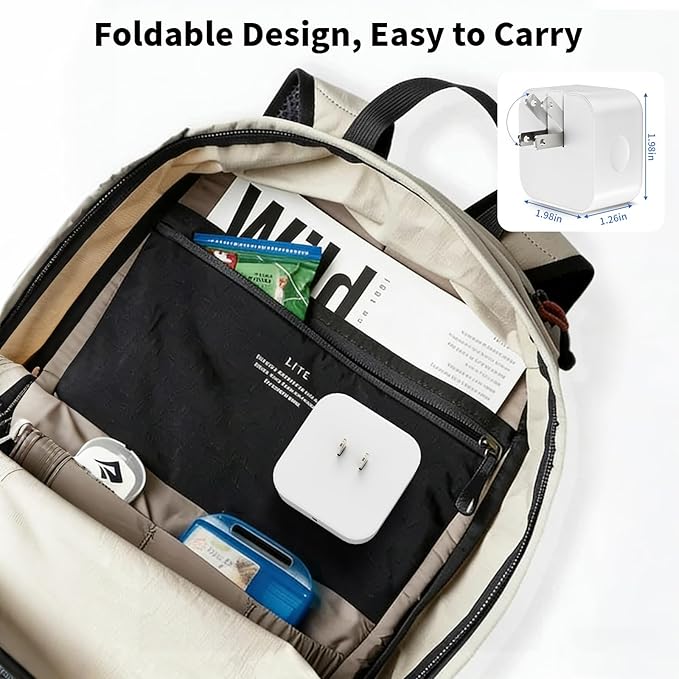 40W Wall Charger with 60W Max,1Pack Foldable Plug & 10FT USB C-C Cable,Quick Charger Adapter Suitable for Devices with Type-C Interfaces,Compatible with 17/ Air/Pro Max/16/15/Pro/Tablet/Earphones