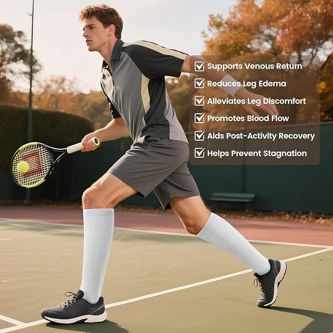 LEVSOX Thick Merino Wool Compression Socks for Women and Men 20-30mmHg Knee High Support Socks for Flying Nurses Pregnancy