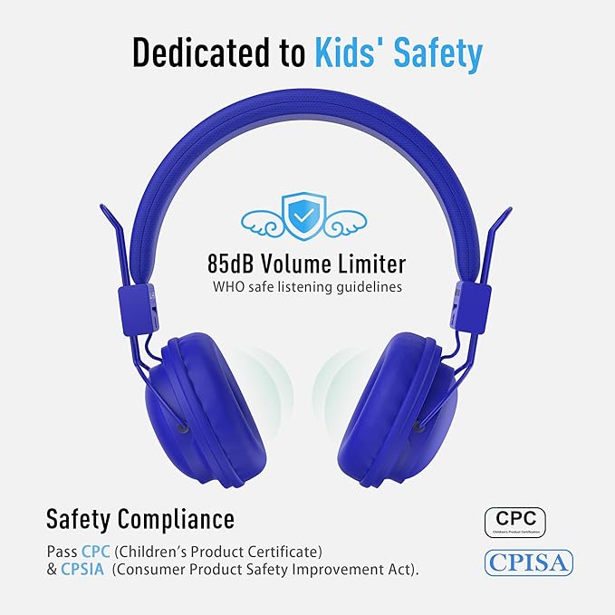 AILIHEN Kids Headphones Wired Bulk 5-Pack for K-12th Grade, School & Classroom, with Microphone, 85dB Volume Limit, Shareable, Foldable, 3.5mm Jack for Chromebook, Computer - Dark Color