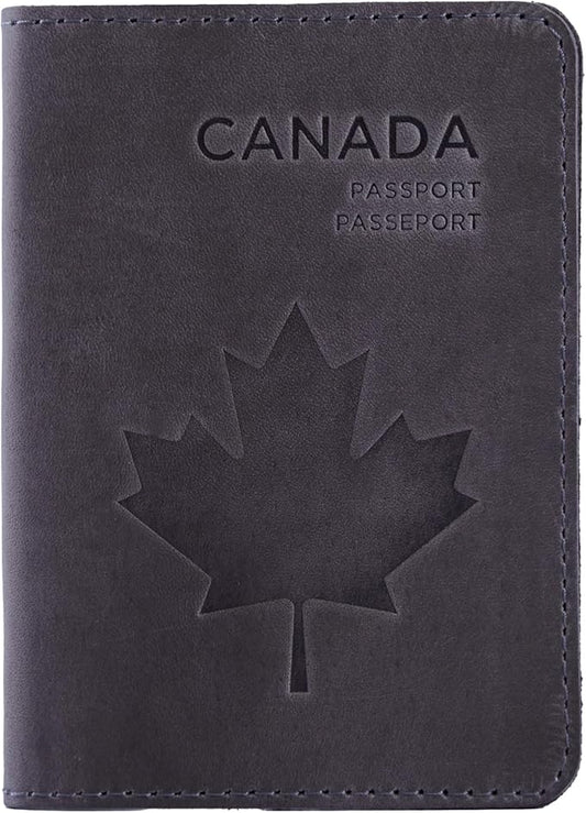 INCARNE Passport Cover - Travel Passport Wallet - Leather Passport Holder for Men Women Family with Card Slots & Note Compartmen - Sleeve Protector - Genuine Leather - Vintage Gray