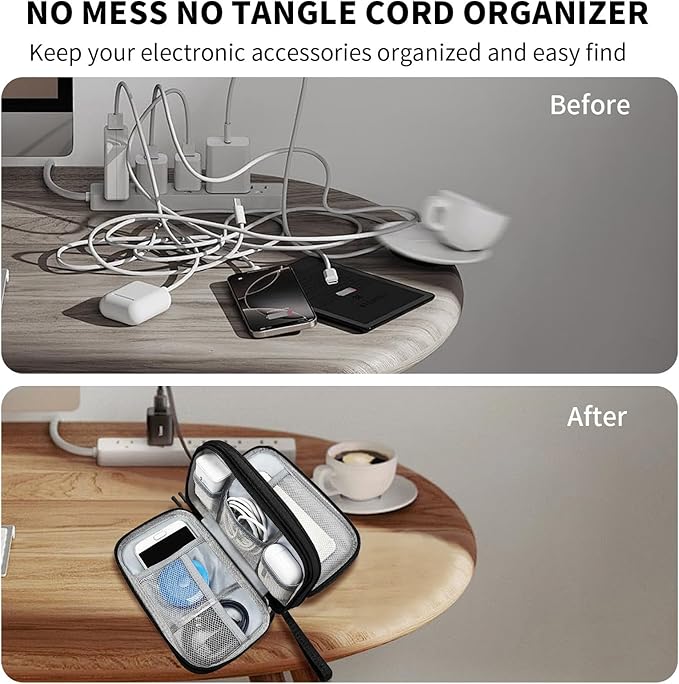 SMONT Cord Cable Organizer Travel Charger Bag Electronic Pouch Case Black