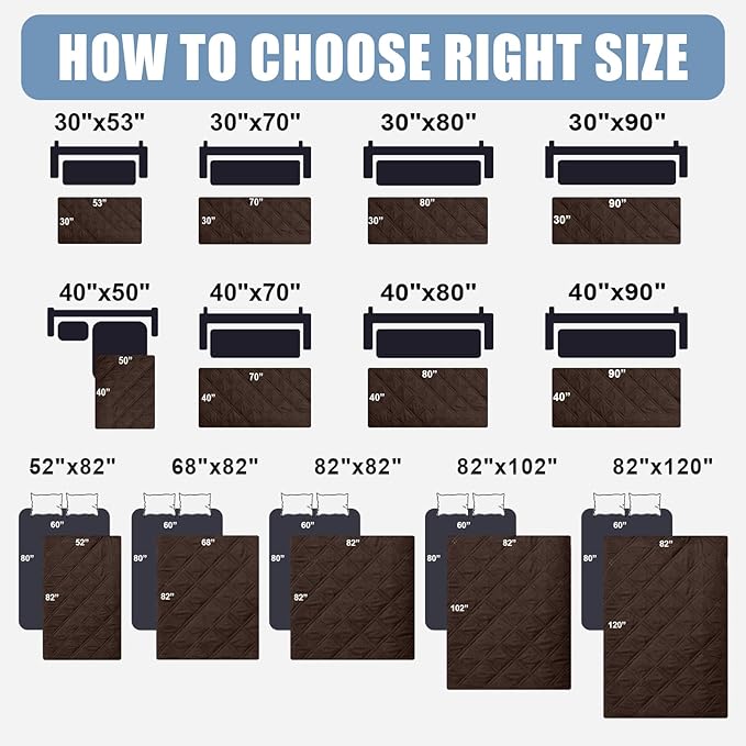 Smiry Waterproof Dog Bed Cover Pet Blanket, Soft Washable Dog Blanket for Furniture Bed Couch Sofa Reversible, Checkered (30"x70", Chocolate/Chocolate)