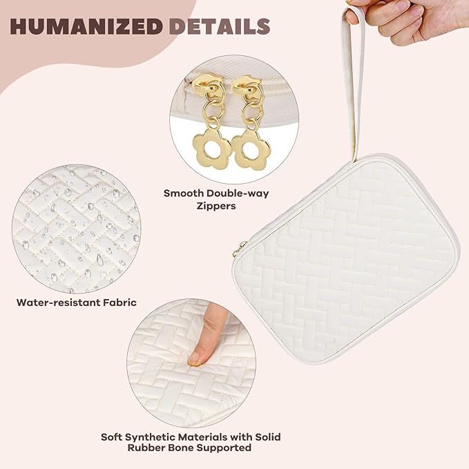 Electronics Organizer Travel Case, Charger Bag Cord Organizer Travel, Compact Tech Pouch Cable Organizer Bag for Charger, Cords, Phone, Headphones, Flash Drive, SD Card (Beige, Large-Single Layer)