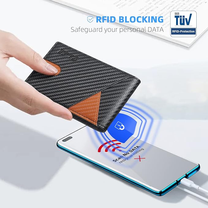 Zitahli Wallet for Men - with Money Clip Slim Leather Slots Credit Card Holder RFID Blocking Bifold Minimalist Wallets with Gift Box