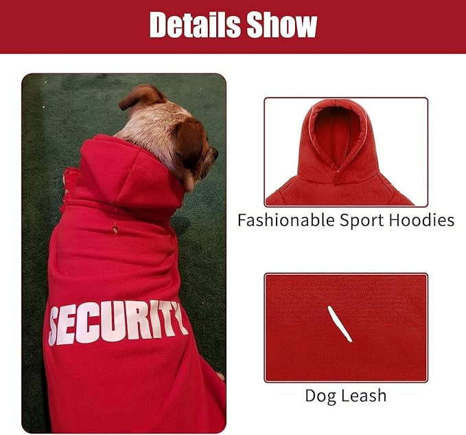 BINGPET Security Dog Hoodies Puppy Sweater Cold Weather Dog Coats Soft Brushed Fleece Pet Clothes Hooded Sweatshirt for Dog Cat