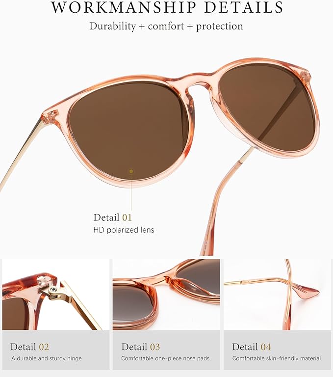 KALIYADI Sunglasses Womens Polarized Womens-Sunglasses: Trendy Sun Glasses with UV400 Retro Style for Party Beach Shopping