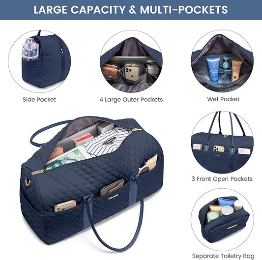 LOVEVOOK Travel Duffle Bag,Weekender Bags for Women Overnight Bag with Shoe Compartment, Carry on with Toiletry Bag,Duffel Bag with Wet Pocket,Hospital Bags for Labor and Delivery