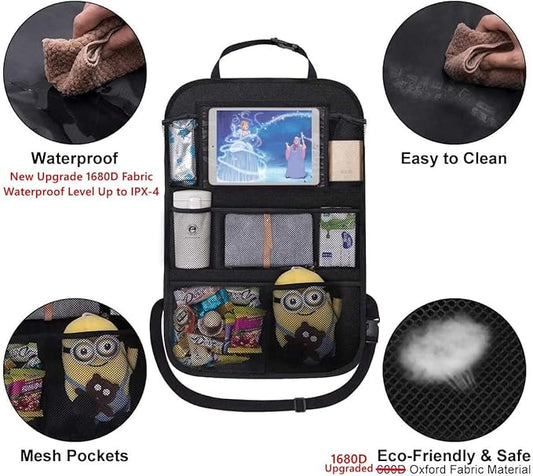ONE PIX Backseat Car Organizer Mats Back Seat Organizers and Storage Bag with Touch Screen Tablet Holder for Kids Toddlers Car Seats, Travel Accessories, Road Trip Essentials Kids