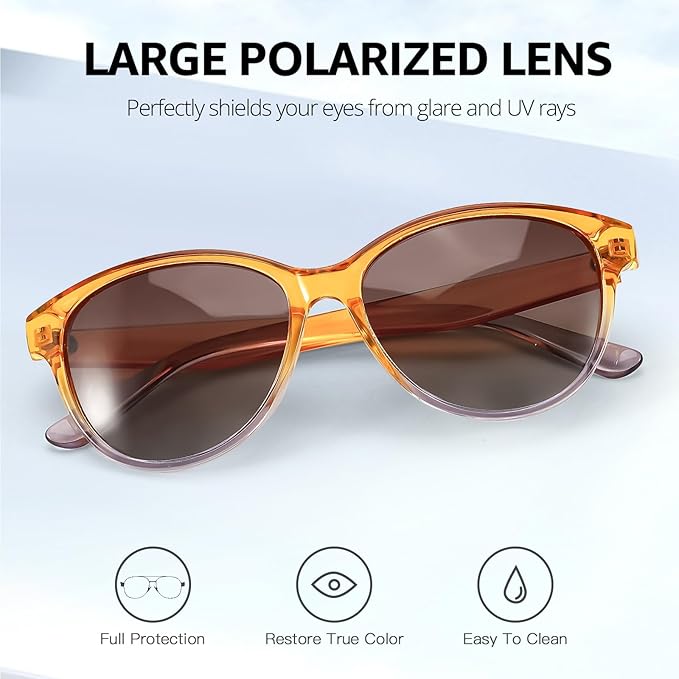 Myiaur Polarized Sunglasses for Women, Trendy Cat Eye Sun Glasses UV400 Protection Classic Retro Shade 2 Pack