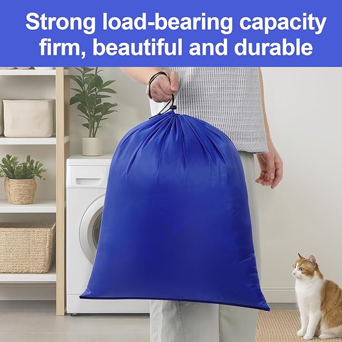 OTraki Medium Laundry Bag 20x24 Inch Drawstring Laundry Bags Durable Laundry Wash Bag Dirty Clothes Organizer Machine Washable Delicates Lingerie Bags for Travel Camp Dorm Blue