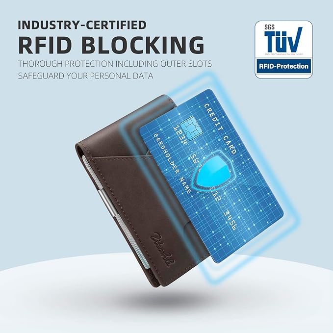 Zitahli Wallet for Men - with Money Clip Slim Leather Slots Credit Card Holder RFID Blocking Bifold Minimalist Wallets with Gift Box