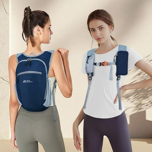 HIGH EXPERIENCE Hiking Backpack 10L/15L Small Daypack Lightweight Packable Travel Foldable Water Resistan for Women Men (Navy Blue, 10L)