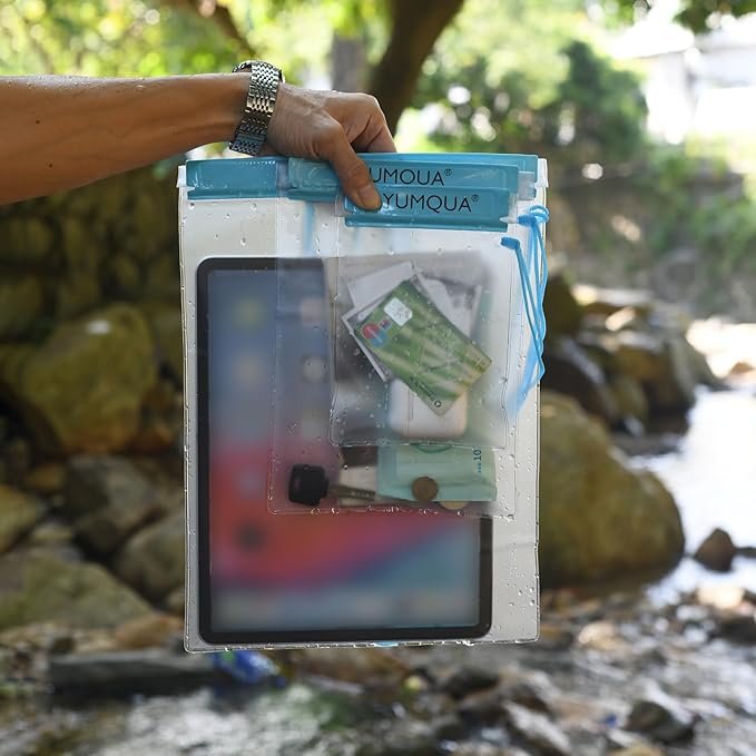 YUMQUA Clear Waterproof Bags, Water Tight Cases Pouch Dry Bags for Camera Mobile Phone Maps Pouch Kayak Military Boating Document Holder