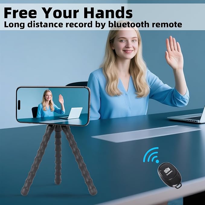 Flexible Mini Tripod for MagSafe, Portable Small Magnetic Phone Tripod with Wireless Remote for Video Recording/Vlogging/Selfie, Compatible with iPhone 17 16 15 14 Pro Max 13 12 Series