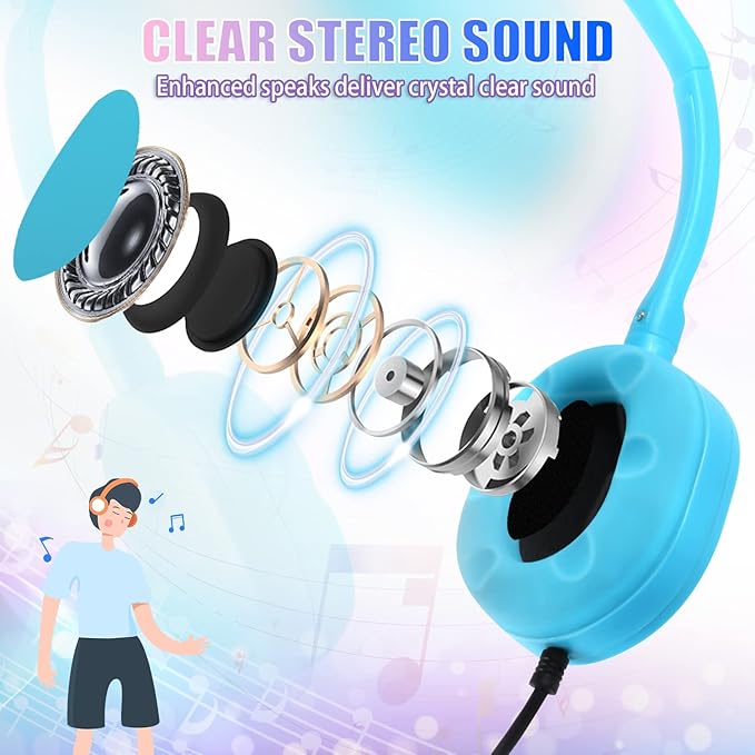 CN-Outlet Classroom Kids Headphones Bulk 100 Pack 10 Colourful Class Set of Headphones for Students Children Toddler Boys Girls Teen and Adult