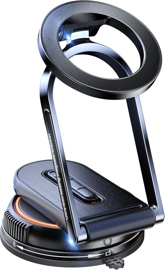 360°Adjustable Vacuum Magnetic Phone Holder for Cars/Shower/ Mirror/Gyms/ Kitchen/Bathroom,[Detachable Phone Stand] [Reliable Suction]Suction Cup Phone Mount Compatible with iPhone & All Phones