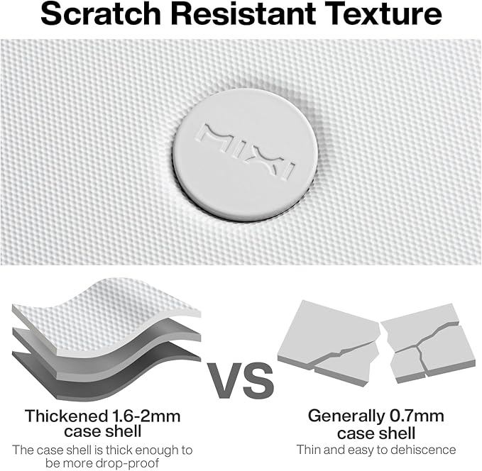 mixi Upgrade Luggage Suitcases with Spinner Wheels, Large Hardside Rolling Suitcase PC with TSA Lock Travel Case 26in Checked in, Fine Grid Smoke White