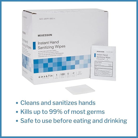 McKesson Hand Sanitizing Wipes [1000 Count] Bulk, Alcohol Wipes with Aloe and Vitamin E, Travel, Individually Wrapped
