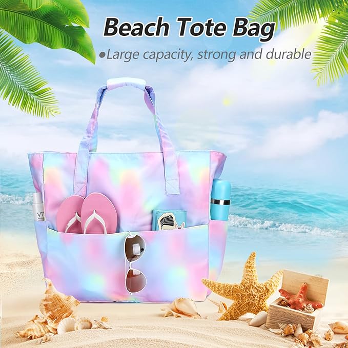 Bluboon Waterproof Beach Tote Pool Bags for Women Ladies Extra Large Carry On Bag With Wet Compartment for Weekender Travel