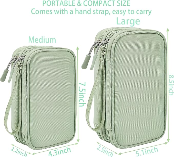 Electronic Organizer Bag, Waterproof Portable Electronic Organizer Travel Accessories Cable Bag Universal Cord Storage Case for Cable, Charger, Phone, Power Bank, Earphone(Mint Green, Large)