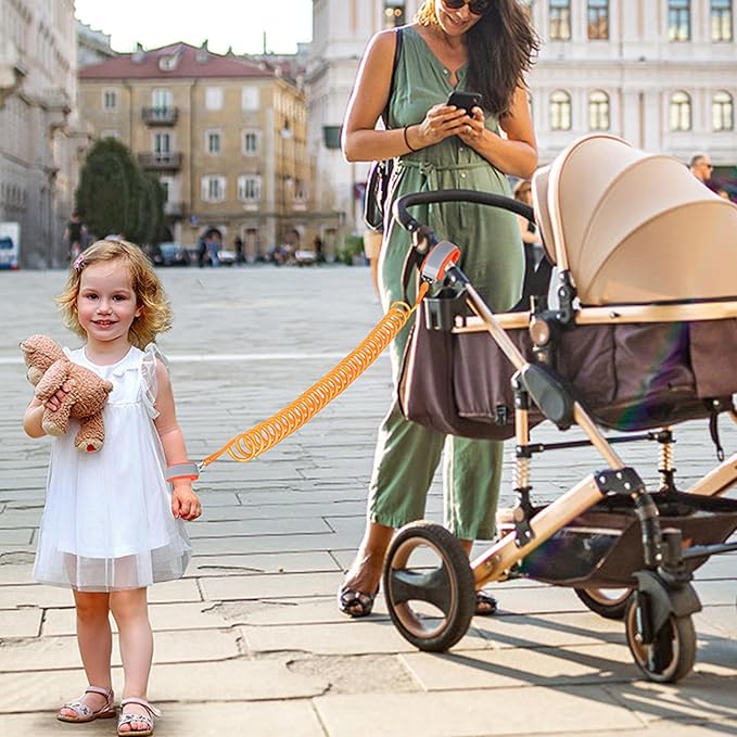 Accmor Toddler Harness Leash + Anti Lost Wrist Link, Cute Butterfly Kids Leash for Outdoor Travel, Child Walking Harness Wristband Assistant Strap Belt Keep Kids Close for Baby Boys Girls (Orange)