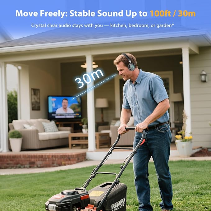 Wireless Headphones for TV Watching, TV Headphones Wireless for Seniors with Transmitter Charging Base, No Audio Delay Blutooth 5.4, Over Ear Headset with 3 Audio Modes, Gifts for Parents/Elderly