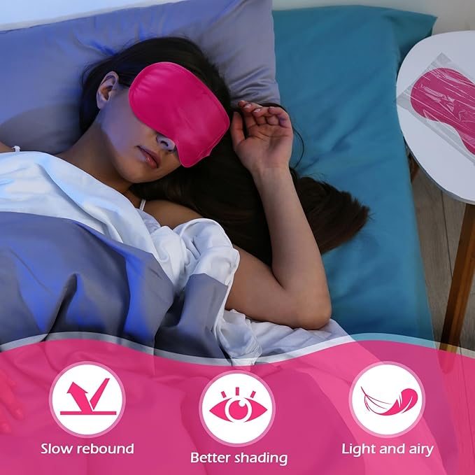 Tarpop 200 Pcs Eye Mask Sleeping Blindfold Eye Cover with Adjustable Strap for Games Party Team Building Travel Individually Wrapped Sleep Mask for Women Men (Rose Red)