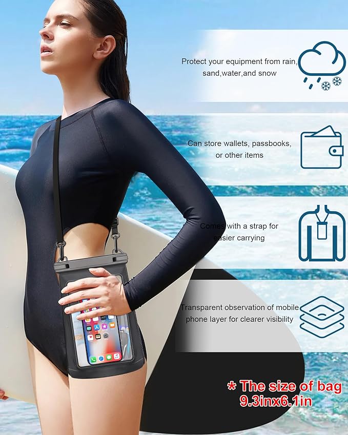 Waterproof Phone Pouch for iPhone 16 15 14 11 Pro Max & Galaxy S24 S21 - Floating Large Capacity Dry Bag Stores Sunscreen, Sunglasses - Oversized Waterproof Bag for Beach, Swimming, Kayaking
