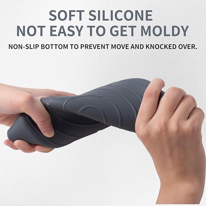 SLSON Spill Proof Dog Water Bowl for Cars,Collapsible No Splash Dog Travel Bowls Integrated Molding Portable Pet Bowl for Road Trip Truck,RV,SUV,Boat Accessories (Dark Grey)