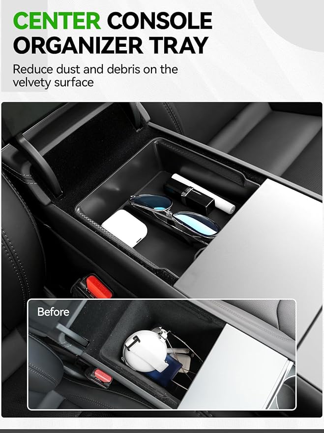 10PCS Center Console Organizer Tray for 2025 2026 Tesla Model Y Juniper Accessories, Under Seat Storage Armrest Hidden Storage Box Cup Holder Charger Pad for Tesla Model Y Juniper
