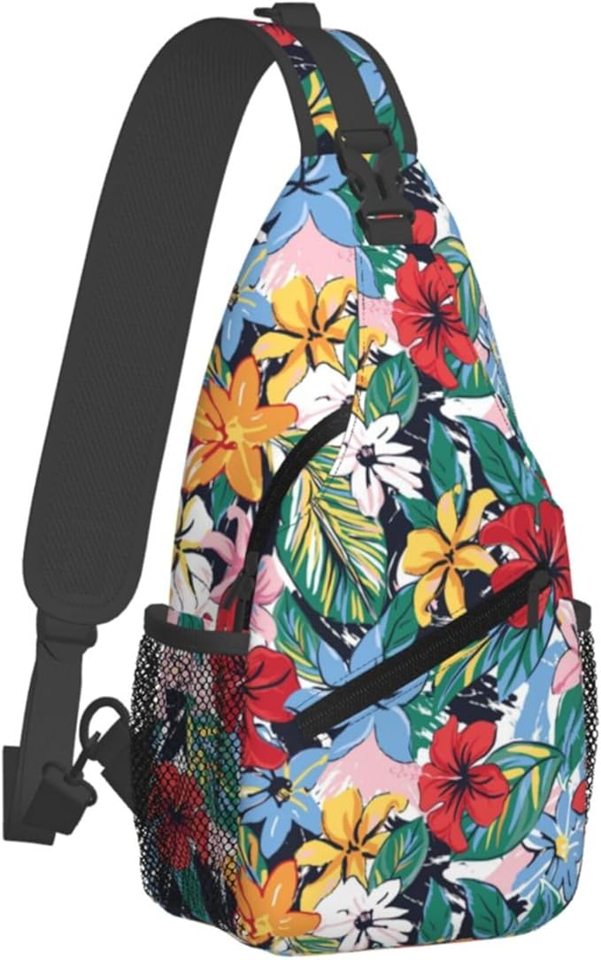 Hawaii Tropical Palm Sling Backpack Crossbody Bag Casual Chest Bags Travel Hiking Daypack Shoulder Bag for Women Men