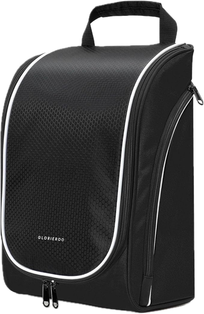 Smell Proof Shoe Cleat Bag for Travel Men - Golf Soccer Zippered Sport Shoe Carrier Bags with Ventilation & Side Pockets for Socks, Tees, Golf Balls; Golf Accessories Fathers Dad Day Gifts for Men