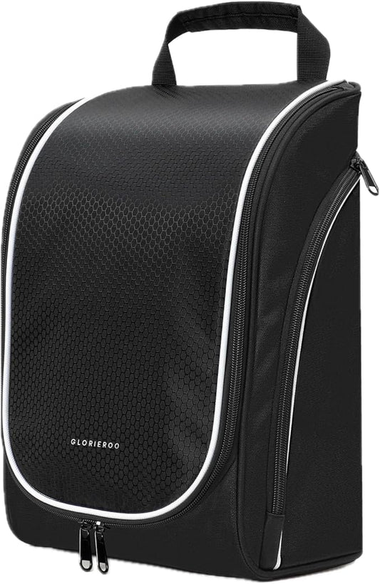 Smell Proof Shoe Cleat Bag for Travel Men - Golf Soccer Zippered Sport Shoe Carrier Bags with Ventilation & Side Pockets for Socks, Tees, Golf Balls; Golf Accessories Fathers Dad Day Gifts for Men