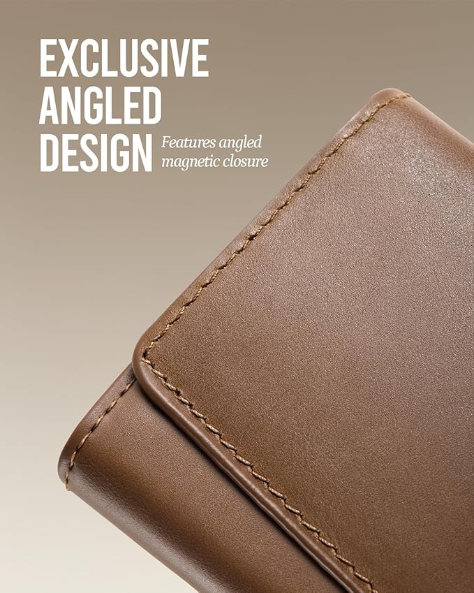 YESIIW Premium Genuine Leather Wallet for Men - Pop up Slim wallet for 8-10 Card Capacity | 1 ID Window | Cash Slot - Smart Mens Wallet Card Case with RFID Blocking - Thin, Front Pocket (Brown)