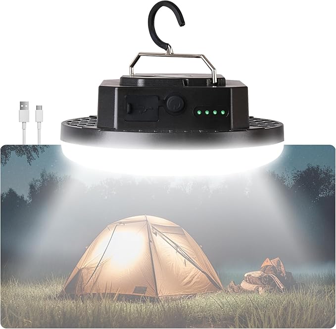 10000mAh Rechargeable Tent Light 3 Lighting Modes, 4000LM LED Portable Camping Lantern, IPX5 Waterproof, 30W Hanging Tent Light with Magnet, for Emergency & Gift