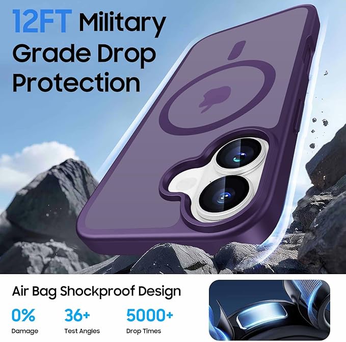 Ntwinro Magnetic for iPhone 17 Case (Compatible with MagSafe) with Detachable Wallet & Card Holder for 3 Cards [RFID Blocking] Military Grade Protective Slim Phone Cover, Purple