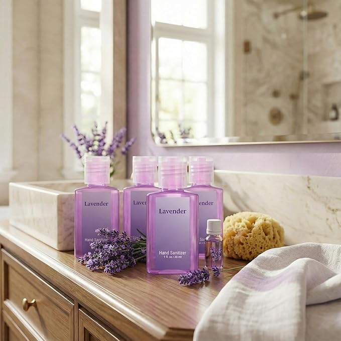 Frienda 24 Pcs Hand Sanitizer Bulk Lavender Gel Scented Hand Sanitizer Travel Size for Christmas Stocking Stuffers Women Men Teacher Nurse Employee Coworker Office Gifts Homeless Care Package Supplies