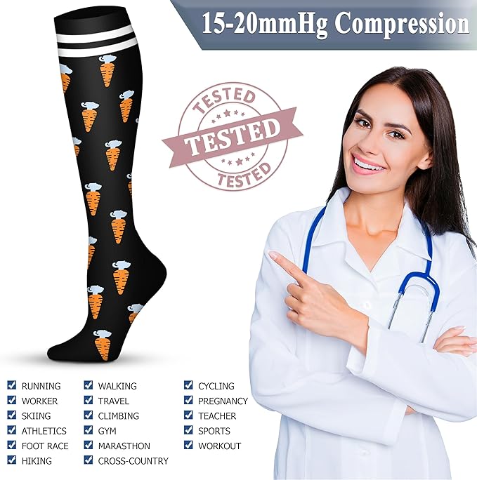 QUXIANG Copper Compression Socks for Women & Men Circulation (8 Pairs) - Best for Running Athletic Cycling - 15-20 mmHg