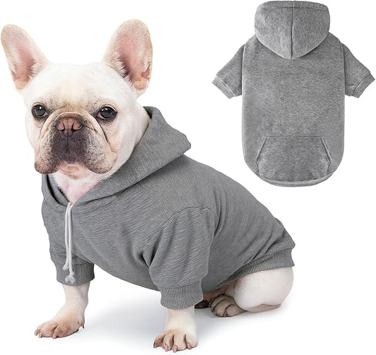 BAOBICUTE Dog Basic Hoodie Soft Dog Clothes Cold Weather Sweaters for Medium Large Dogs Cozy Fabric Warm Sweatshirt with Leash Hole (Grey, L (Back: 20.47",Chest: 28.35", Neck: 21.26"))