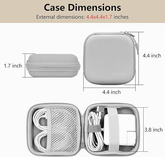 Charger Case for Macbook, Portable Tech Electronic Organizer Bag, Travel Storage Pouch for Laptop Accessories, MacBook Power Adapter, Charging Cords, USB Drives, Power Bank (Grey PU, M)