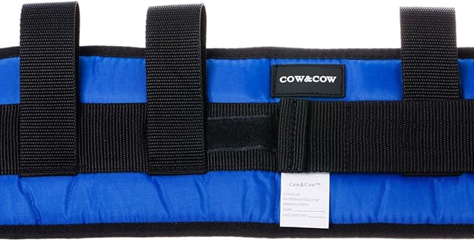 COW&COW Padded Gait Belt with 4 Handles and Quick Release Buckle 5.5 inchs(Blue, S/24inches-30inches)