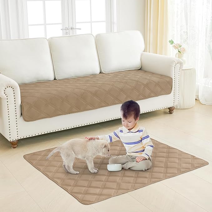 Smiry Waterproof Dog Bed Cover Blanket 30x70, Soft Reversible Pet Blanket, Washable Leakproof Cats Dogs Couch Cover for Sofa, Couch, Furniture, Lattice, Camel/Beige