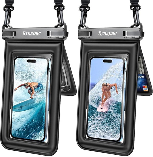 [Up to 8.5''] Waterproof Phone Pouch Floating, Double Bags Waterproof Phone Case with Lanyard for iPhone 16 15 Pro Max, Galaxy S25 S24 Ultra, IPX8 Cellphone Dry Bag Beach Cruise Ship Essentials 2 Pack
