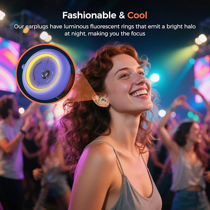 Senvok Ear Plugs for Sleeping Noise Cancelling with 3 Noise Reduction Levels - 50dB NRR Soft Silicone Earplugs for Sleep, Work, Travel - with 8 Ear Tips, 6 Fluorescent Rings and Carrying Case(Purple)