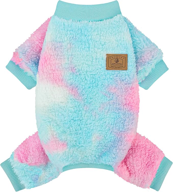 XPUDAC Dog Sweater, Dog Winter Clothes for Small Medium Dogs Girl Boy Fleece Doggy Pajamas for Winter Christmas, Tie-Dye03, Small