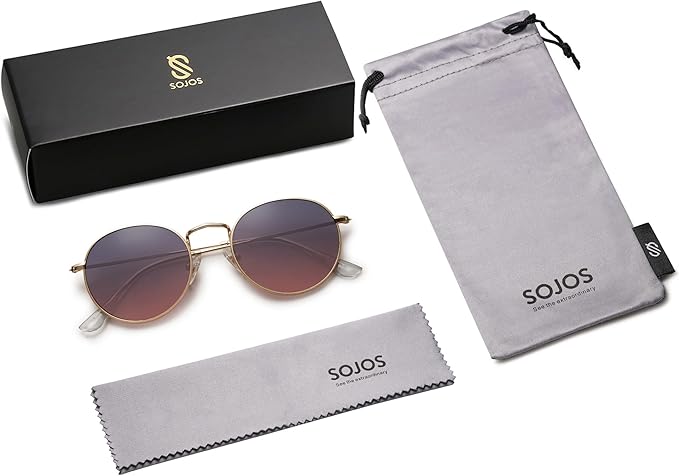 SOJOS Small Round Polarized Sunglasses for Women Men Classic Vintage Retro Shades UV400 SJ1014