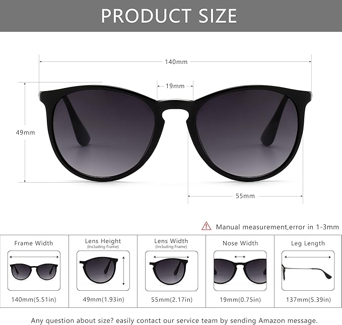 SUNGAIT Premium Vintage Round Sunglasses for Women Men Classic Retro Trendy Style