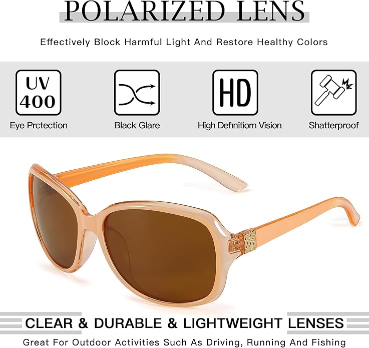 SIPHEW Polarized Sunglasses for Women | Vintage Square Sunglasses w UV400 Protection | Womens Wraparound Shade