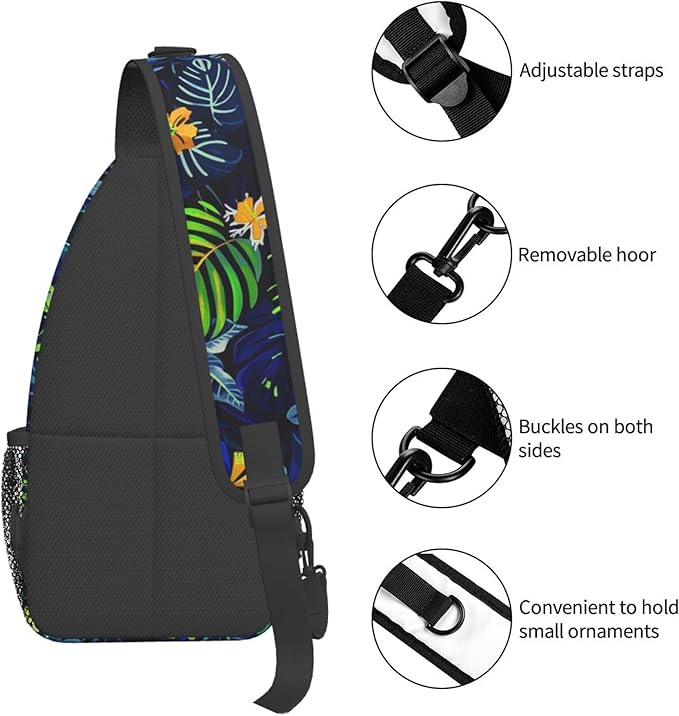 Hawaii Tropical Palm Sling Backpack Crossbody Bag Casual Chest Bags Travel Hiking Daypack Shoulder Bag for Women Men