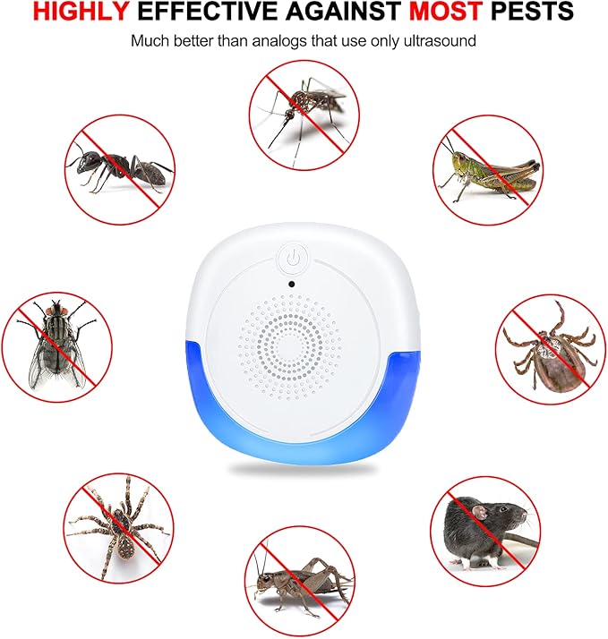 2024 Ultrasonic Repeller & Insect Repeller 6 Packs, Ultrasonic Repellent for Roach, Rodent, Mouse, Bugs, Mosquito, Mice, Spider, Ant, 2 Mode Switching